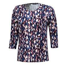 Blouse imprimée à manches 3/4 et encolure arrondie