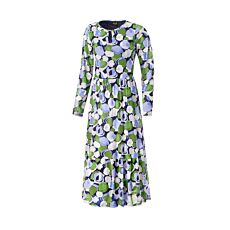 Robe midi imprimée avec encolure arrondie vert