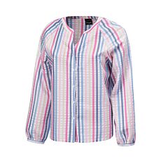 Blouse décontractée à rayures et patte de boutonnage bleu