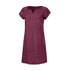 Kurzärmeliges Kleid aus Leinen bordeaux