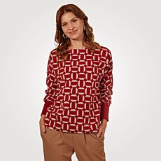 Damen Jaquard Pullover mit geometrischem Muster