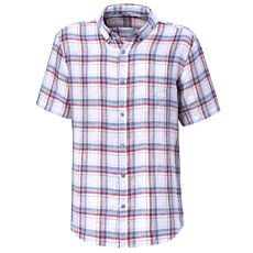 Chemise en lin à carreaux et manches courtes hommes rouge