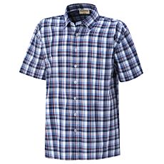 Chemise à manches courtes et carreaux en coton marine