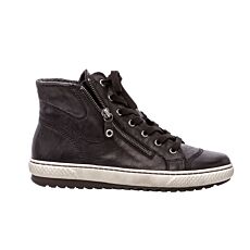 Sneaker Gabor Mid Cut pour dames en cuir lisse graissé noir