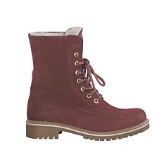 Tamaris Schnürstiefel aus Leder bordeaux