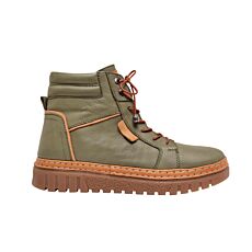 GEMINI Schnürstiefelette aus Anilinleder für Damen olive