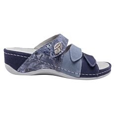 MUBB Pantolette für Damen aus einem Ledermix blau