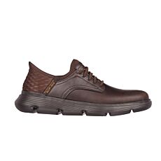 Chaussure SKECHERS SLIP INS pour hommes en cuir lisse brun foncé