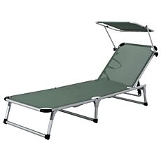 Chaise longue Lyon avec toit pare-soleil olive