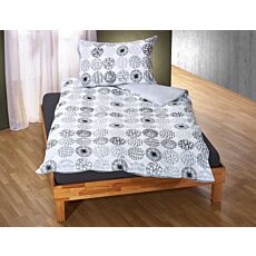 Linge de lit avec différents motifs de cercles en gris-blanc