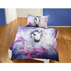 Linge de lit avec licorne magique dans des tons de violet