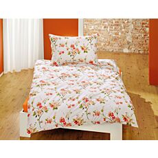 Linge de lit blanc avec superbe motif floral