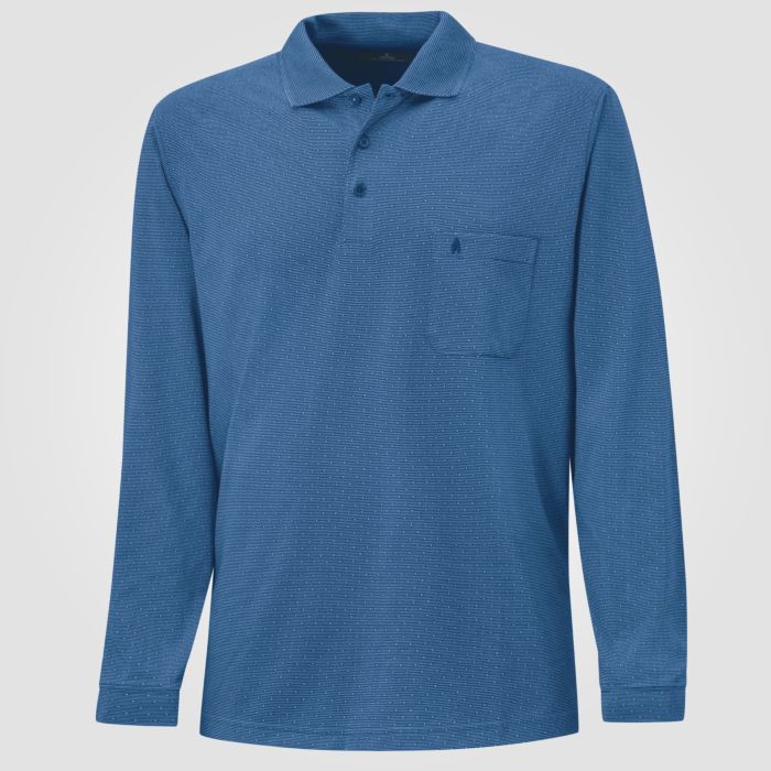 Image of Ragman Langarm-Poloshirt Dots Herren, marine bei Lehner Versand Schweiz