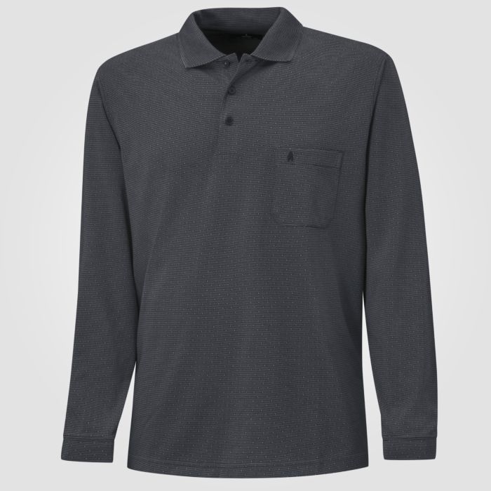 Image of Ragman Langarm-Poloshirt Dots Herren, schwarz, XL bei Lehner Versand Schweiz