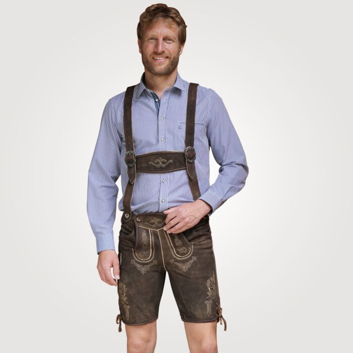 Kurze Trachten-Lederhose mit Hosenträgern