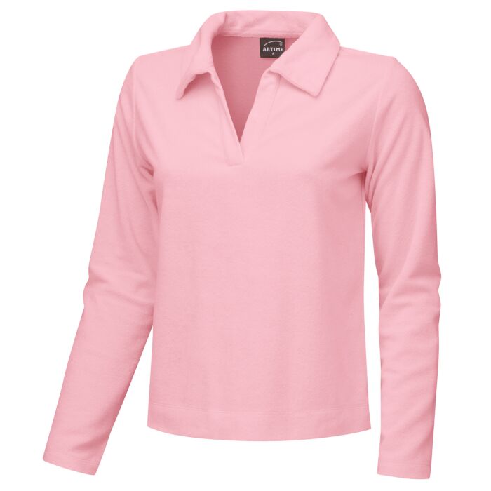 Frottee Poloshirt Damen langarm